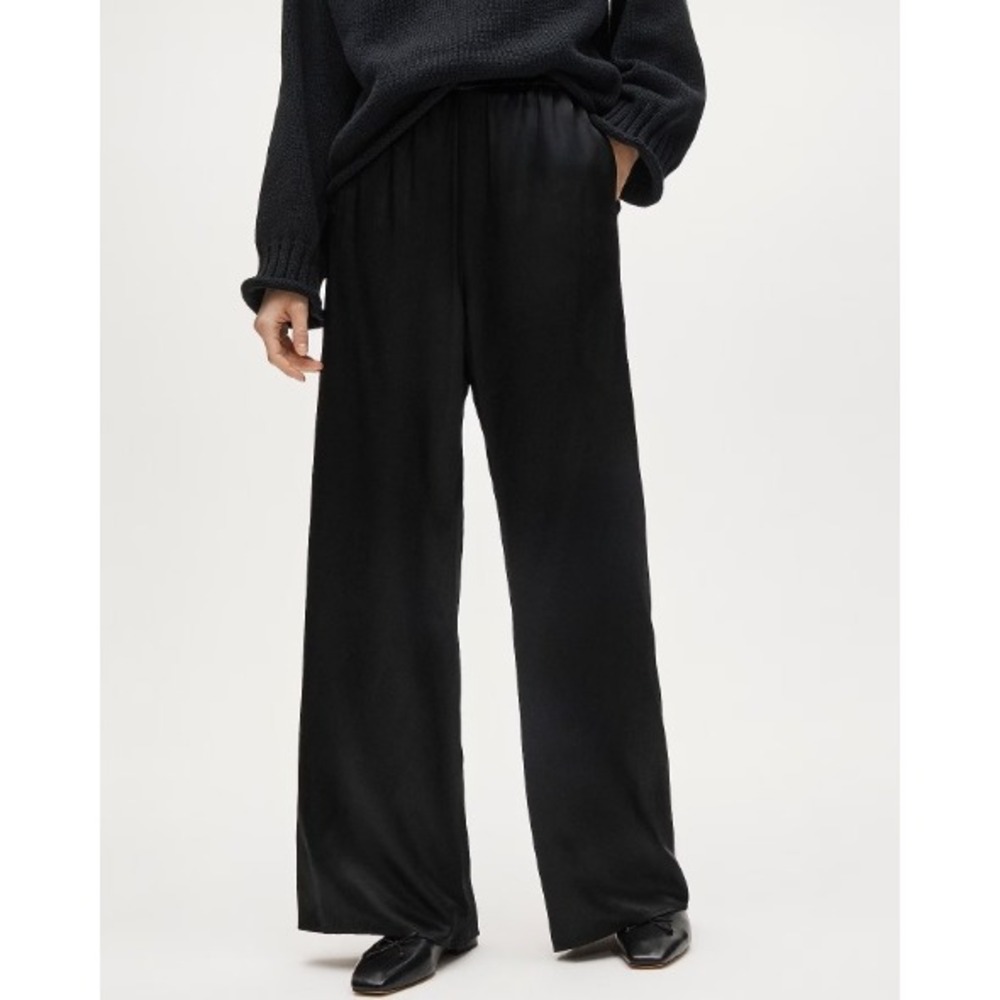 NEW J. Crew Satin Pull-On Pants Small Black Old Money Coastal Lagenlook
